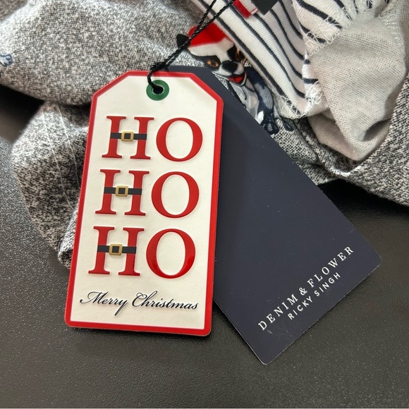 Denim & Flower Ricky Singh Men's Holiday Pug Dog Shirt Gray Red Size Medium - Picture 3 of 7